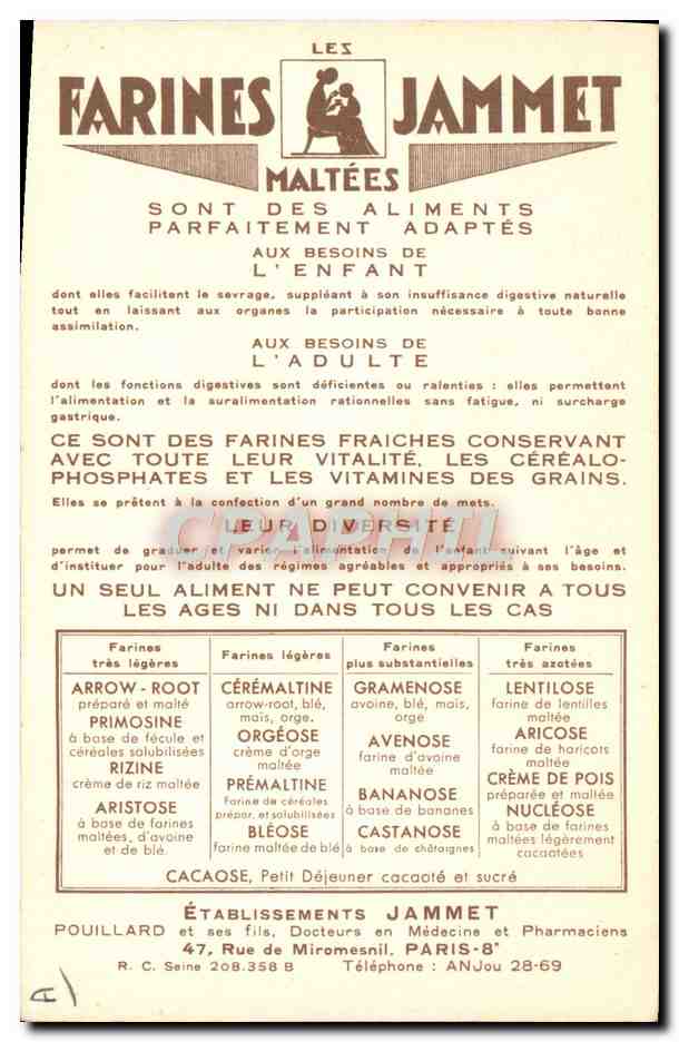 CPA Folklore Farines Jammet La Bretagne — Verso