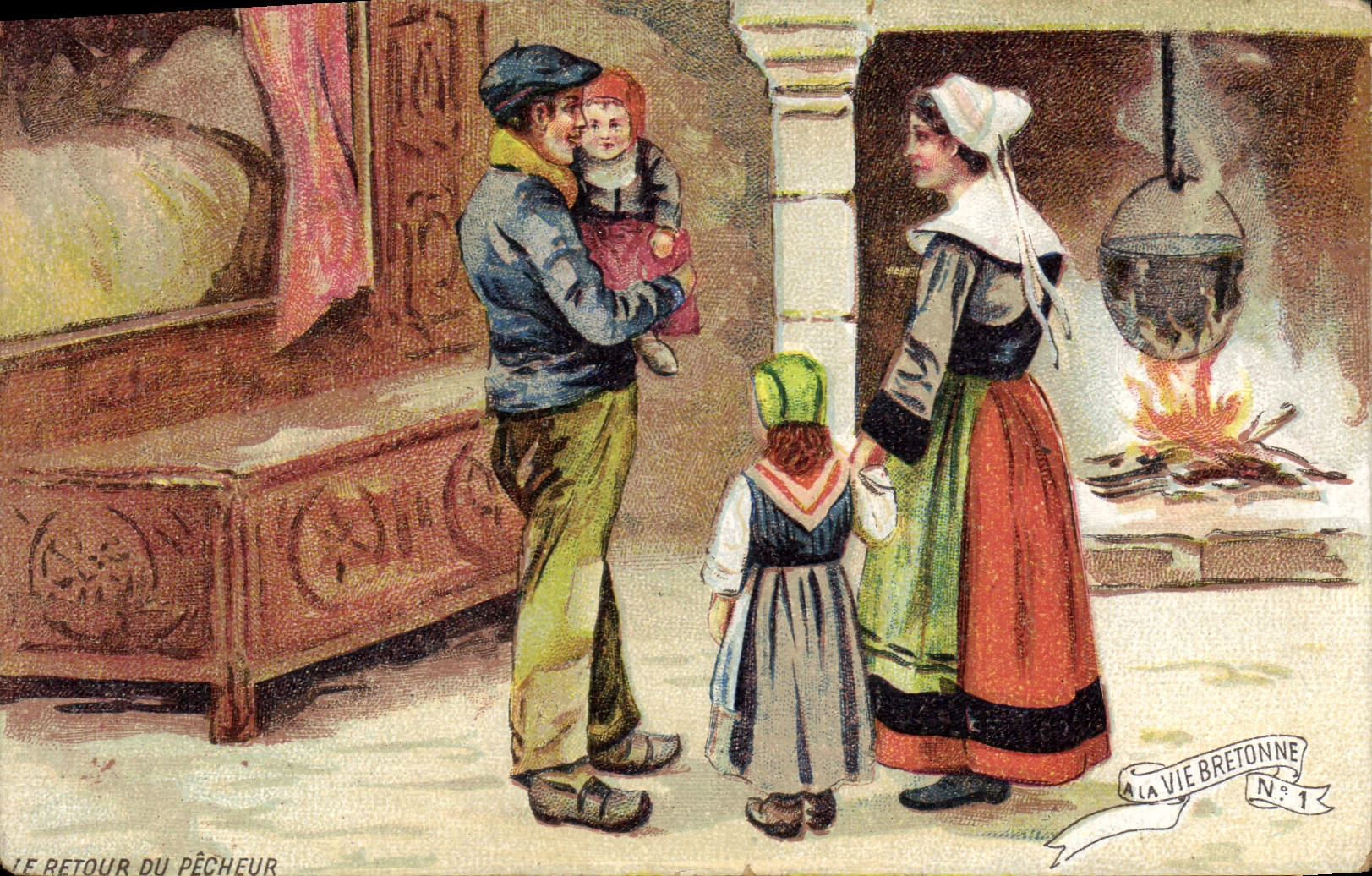 CPA Folklore La vie bretonne 1 Publicite Chicoree A la Belle jardiniere Beriot a Lille