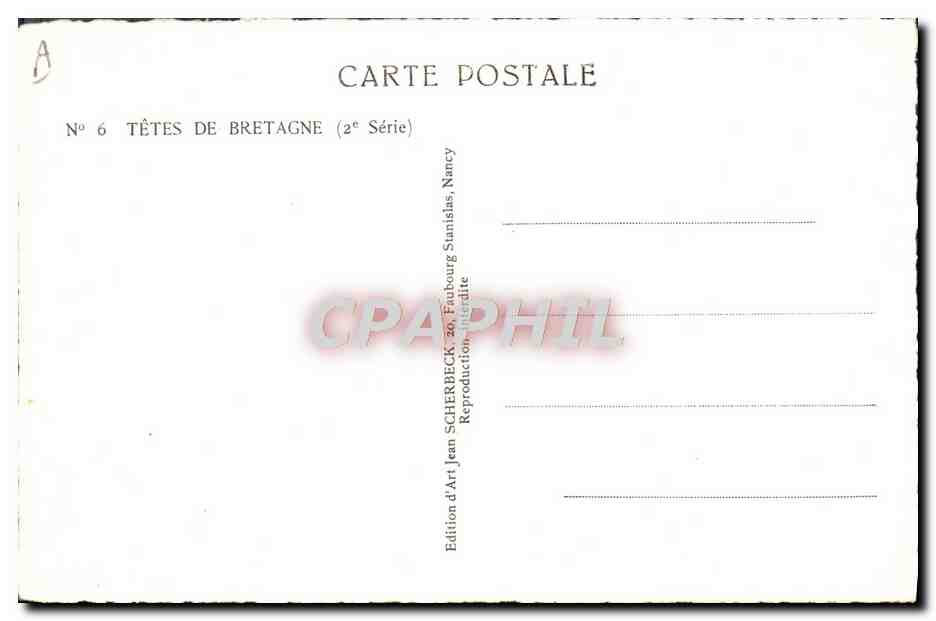 CPA Folklore Tetes de Bretagne Femme — Verso