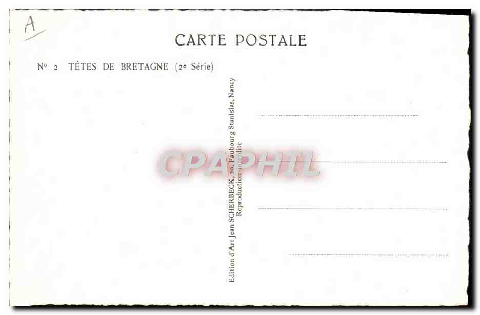 CPA Folklore Tetes de Bretagne Femmes  — Verso