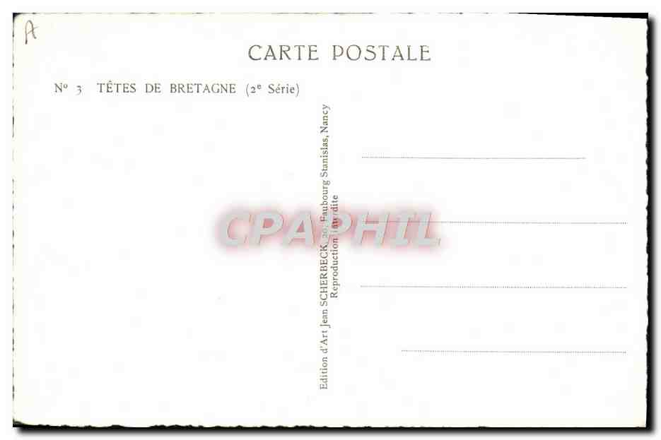 CPA Folklore Tetes de Bretagne Homme — Verso
