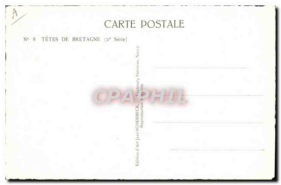 CPA Folklore Tetes de Bretagne Homme — Verso