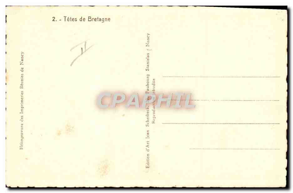 CPA Folklore Tetes de Bretagne Femme  — Verso