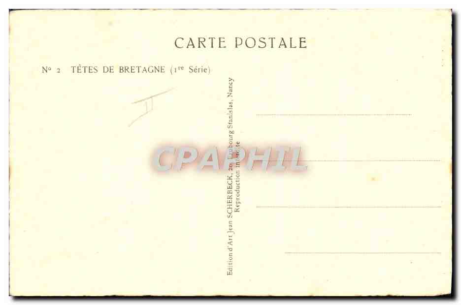 CPA Folklore Tetes de Bretagne Femme — Rückseite