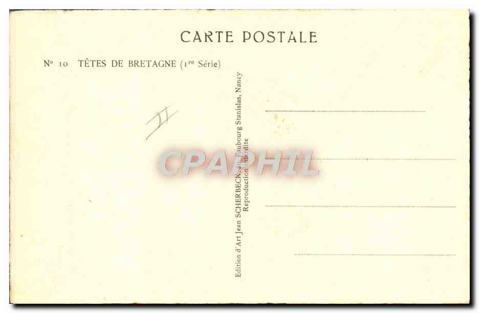 CPA Folklore Tetes de Bretagne Homme — Rückseite