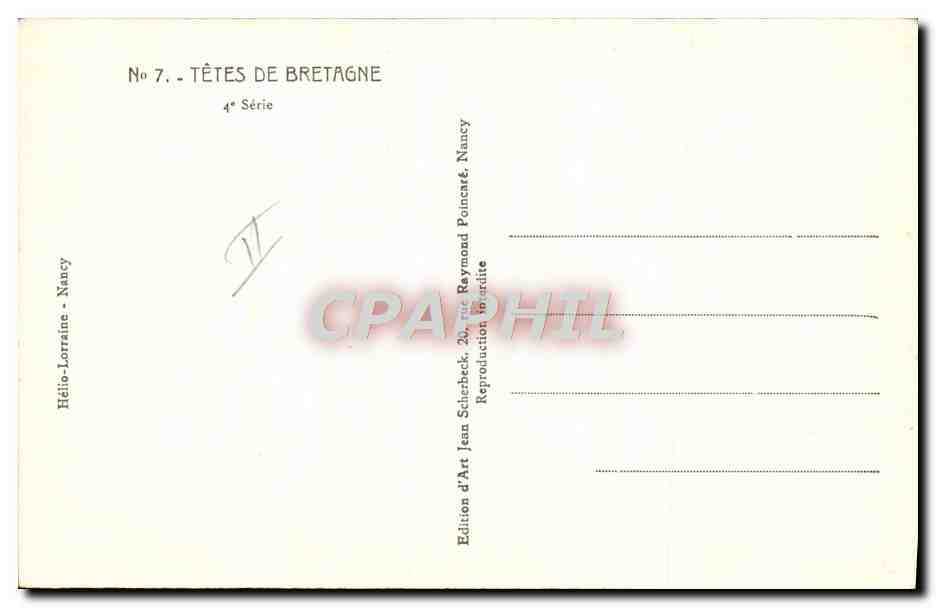 CPA Folklore Tetes de Bretagne Femme — Rückseite