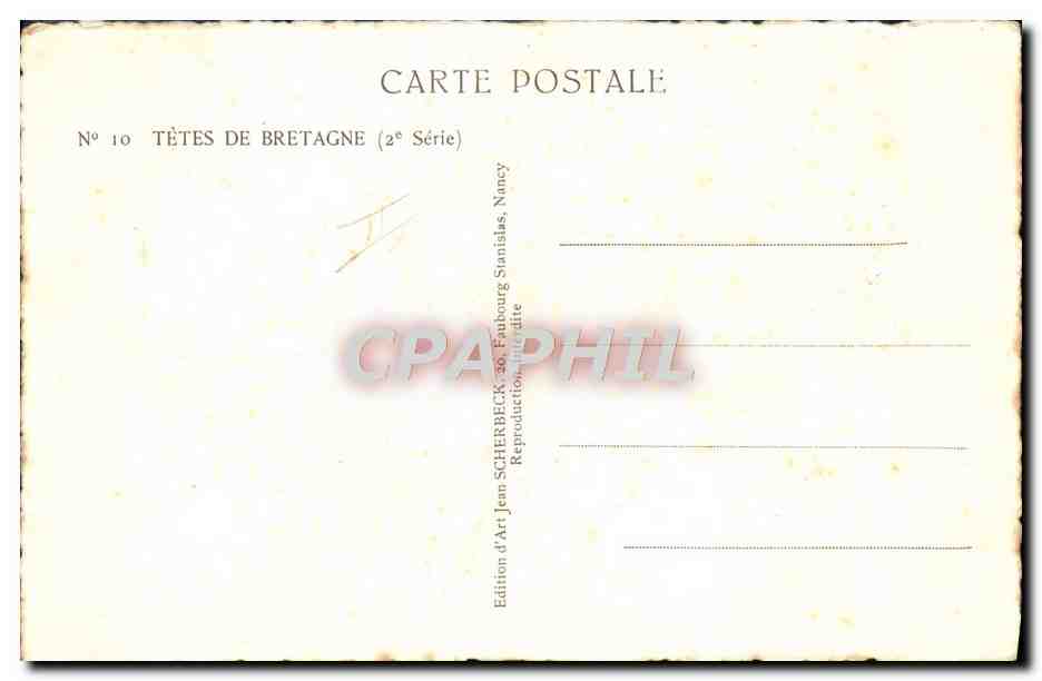 CPA Folklore Tetes de Bretagne Femme — Rückseite