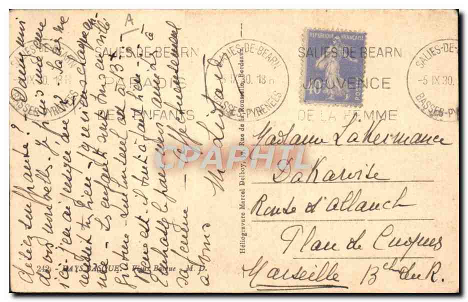 CPA Folklore Pays basque Vieux Basque  — Verso