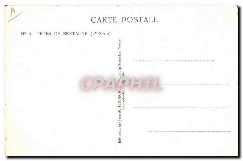 CPA Folklore Tetes de Bretagne Homme — Verso