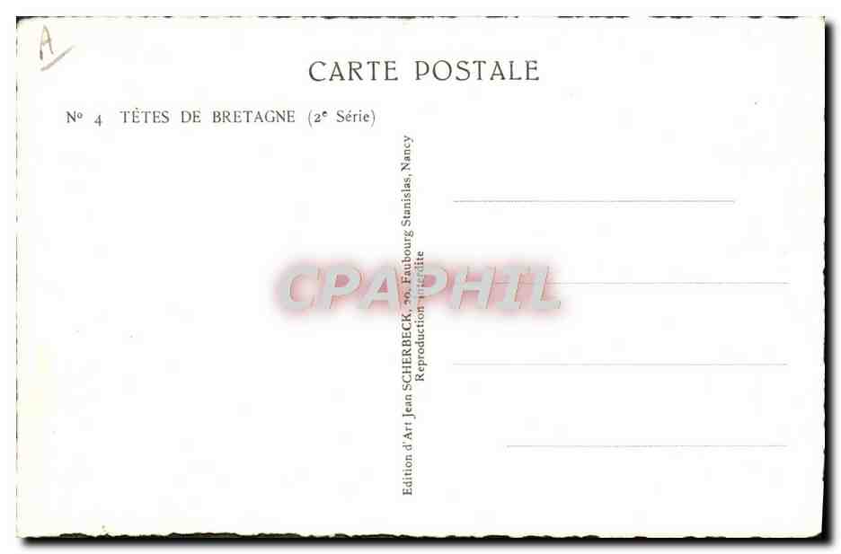CPA Folklore Tetes de Bretagne Homme Femme Couple  — Verso