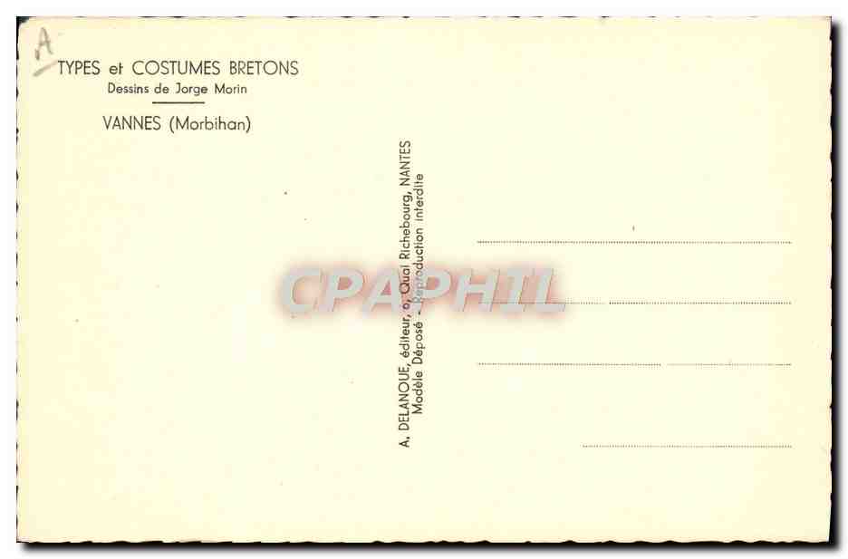 CPA Folklore Jorge Morin Vannes Morbihan Femme Enfant — Verso