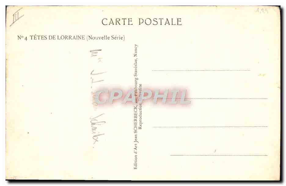 CPA Folklore Tetes de Lorraine  — Verso