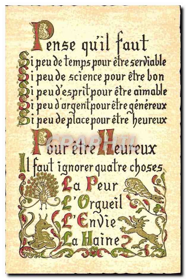 CPA Fantaisie Devise Pense qu'il faut Heureux