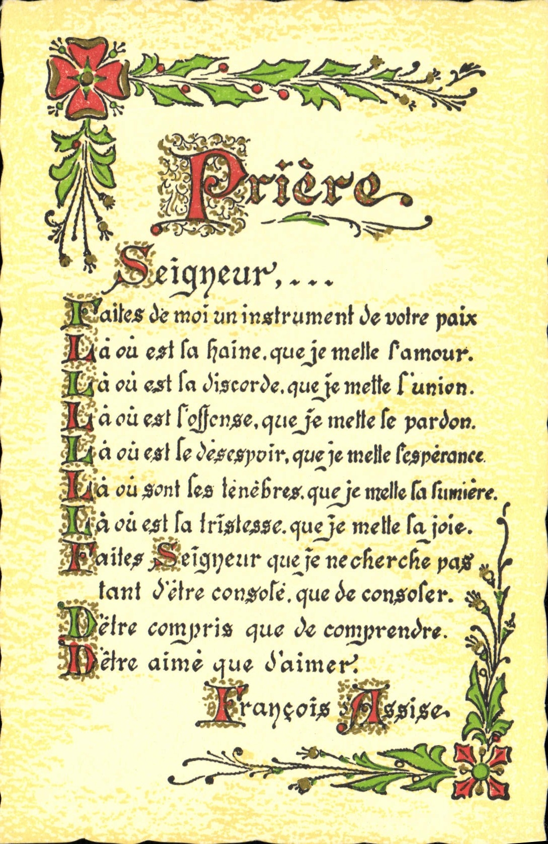 CPA Fantaisie Devise Priere Francois Assise