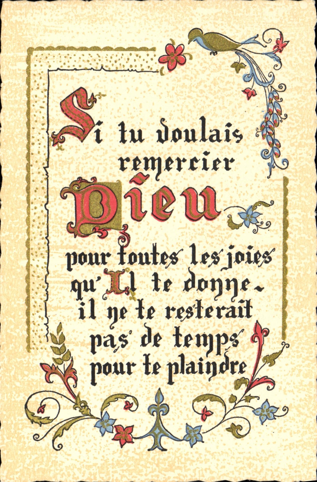 CPA Fantaisie Devise Si tu voulais remercier Dieu