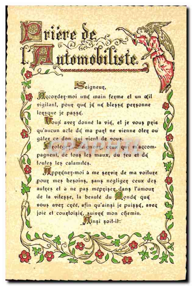 CPA Fantaisie Devise Priere de l'automobiliste Automobile