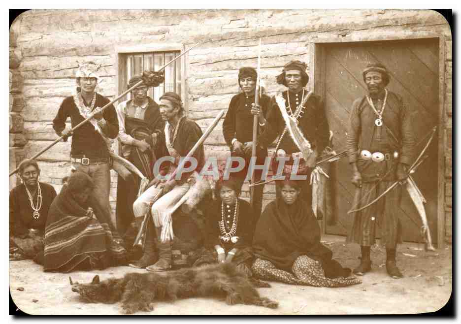 CPM Far West Cow Boy Indian Hunting Party Navajo 1880s Indiens