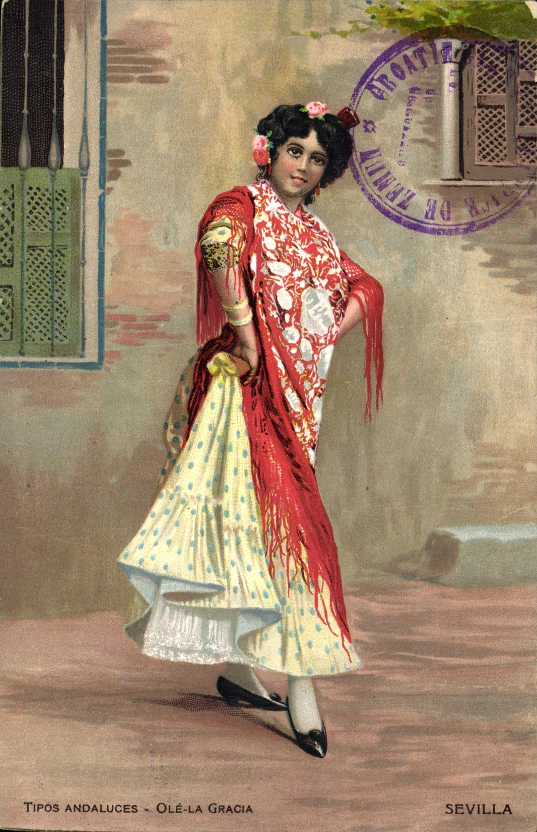 Femme en costume andalou — Olé-la Gracia — Tipos Andaluces, Séville