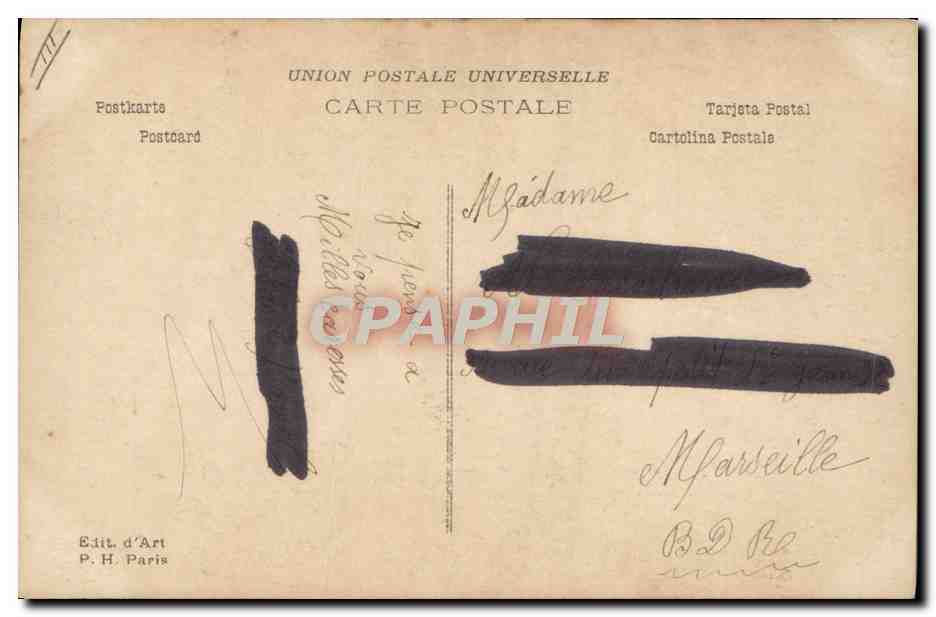 Carmencita — danseuse en costume coloré — Edit. d'Art P.H. Paris n°209 — Verso