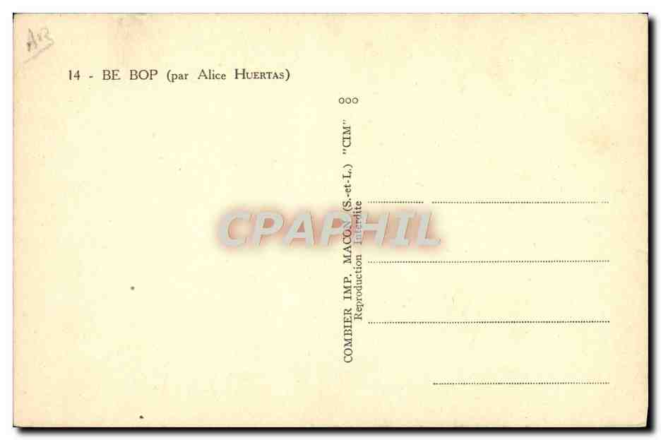 Be Bop — Alice Huertas — Combier Imp. Macon (S.-et-L.) — Achterkant