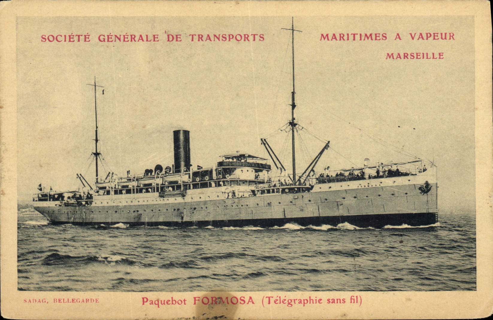 Paquebot FORMOSA — Société Générale de Transports Maritimes à Vapeur — Marseille