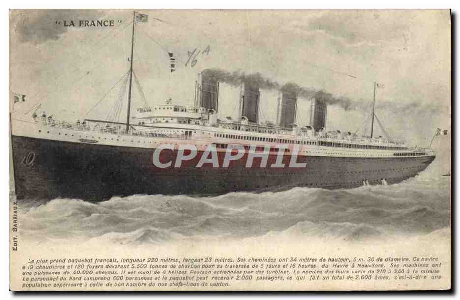 Le paquebot "LA FRANCE" — Éd. Barriaux, n°10