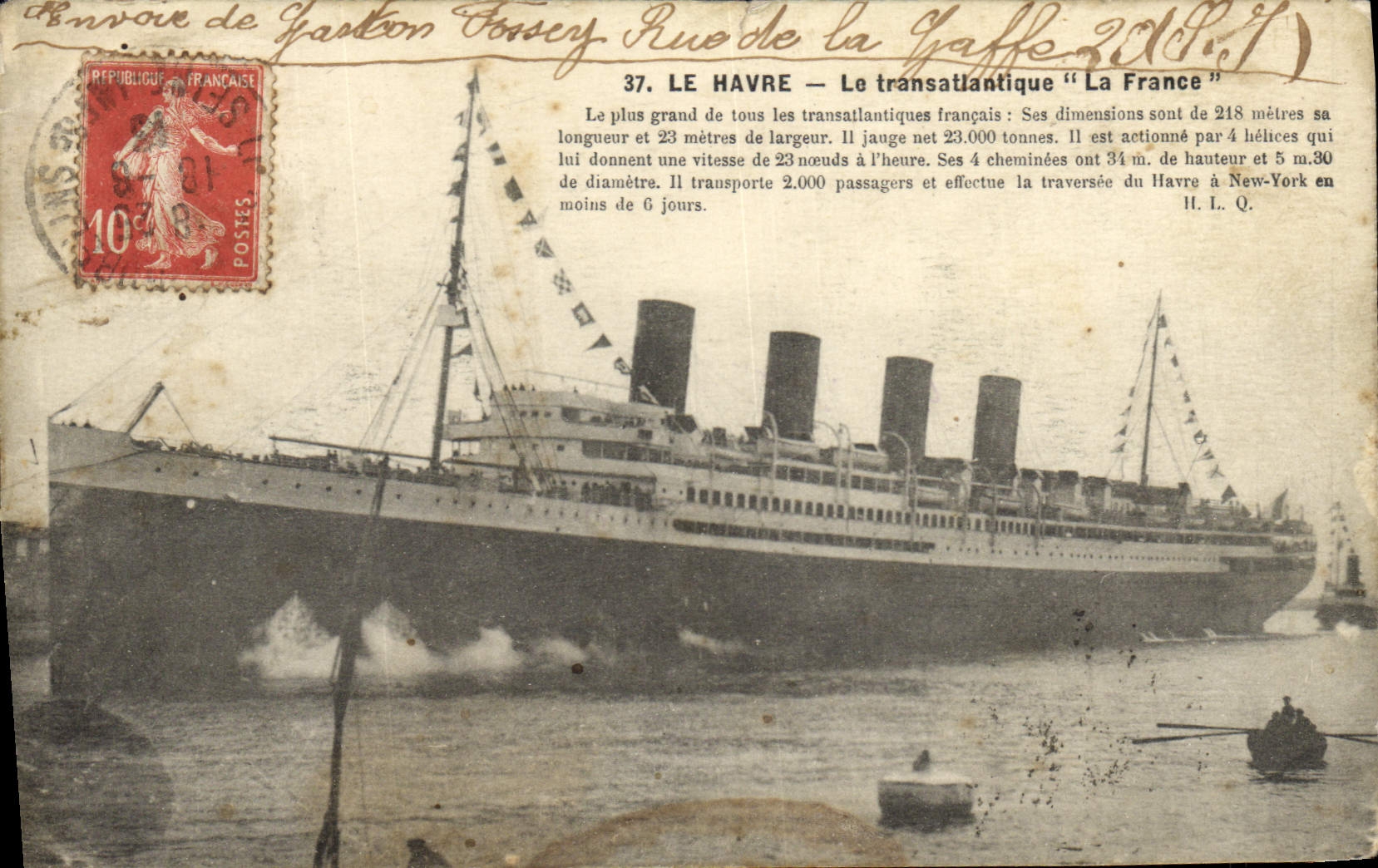 Le Havre — Le transatlantique "La France" — éditeur inconnu, n° 37