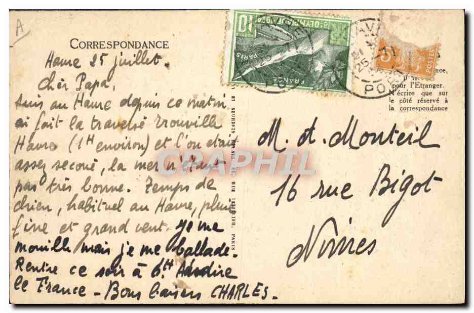 Le Havre - Le paquebot "France" de la Cie Générale Transatlantique — LL, n° 231 — Verso