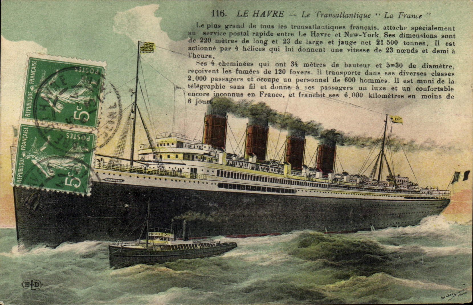 Le Havre — Le Transatlantique "La France" — Éditeur B.P. n°116