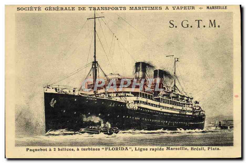 Pakketboot "Florida" — Algemene Maatschappij voor Stoomvaart — Marseille