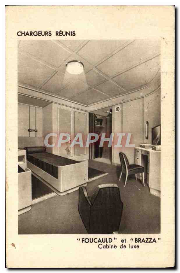 CPA Bateau Paquebot Foucauld et Brazza Cabine de luxe Chargeurs Reunis 