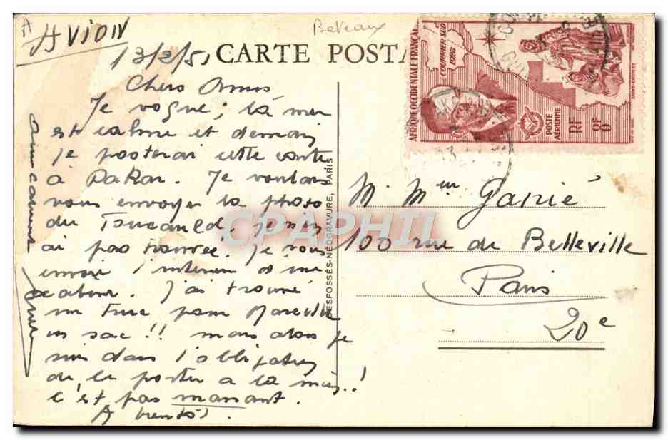 CPA Bateau Paquebot Foucauld et Brazza Cabine de luxe Chargeurs Reunis  — Verso