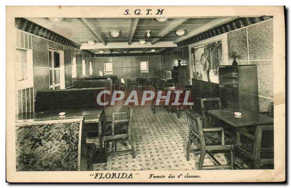 CPA Bateau Paquebot SGTM Florida Fumoir des 1eres classes