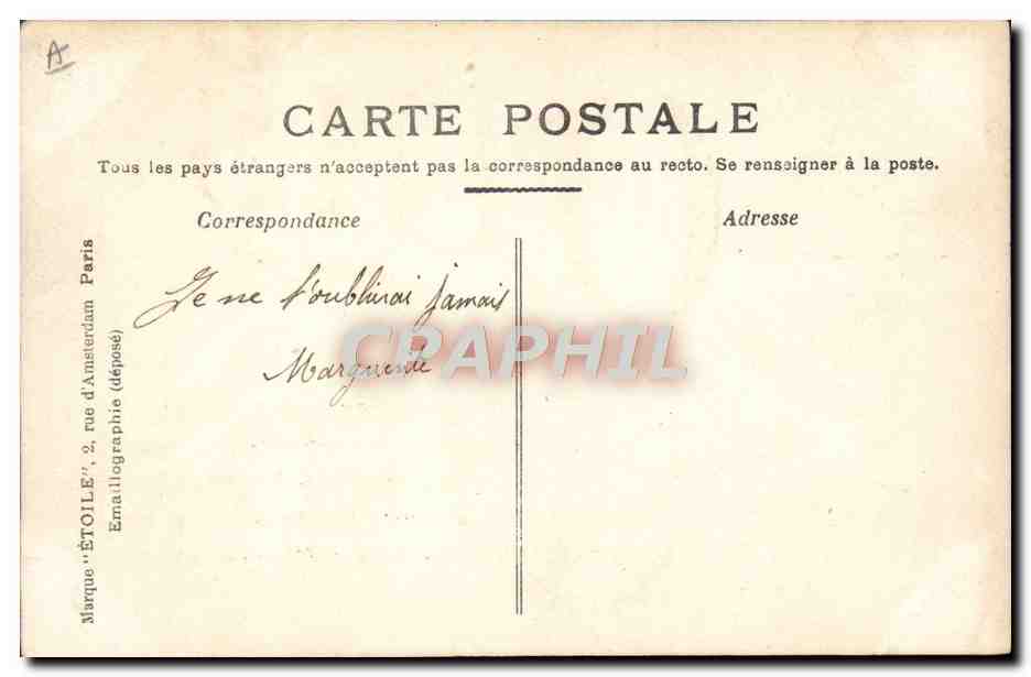 Amistad — Recuerden lo que fue prometido en otro tiempo — Editor Étoile, París — Reverso
