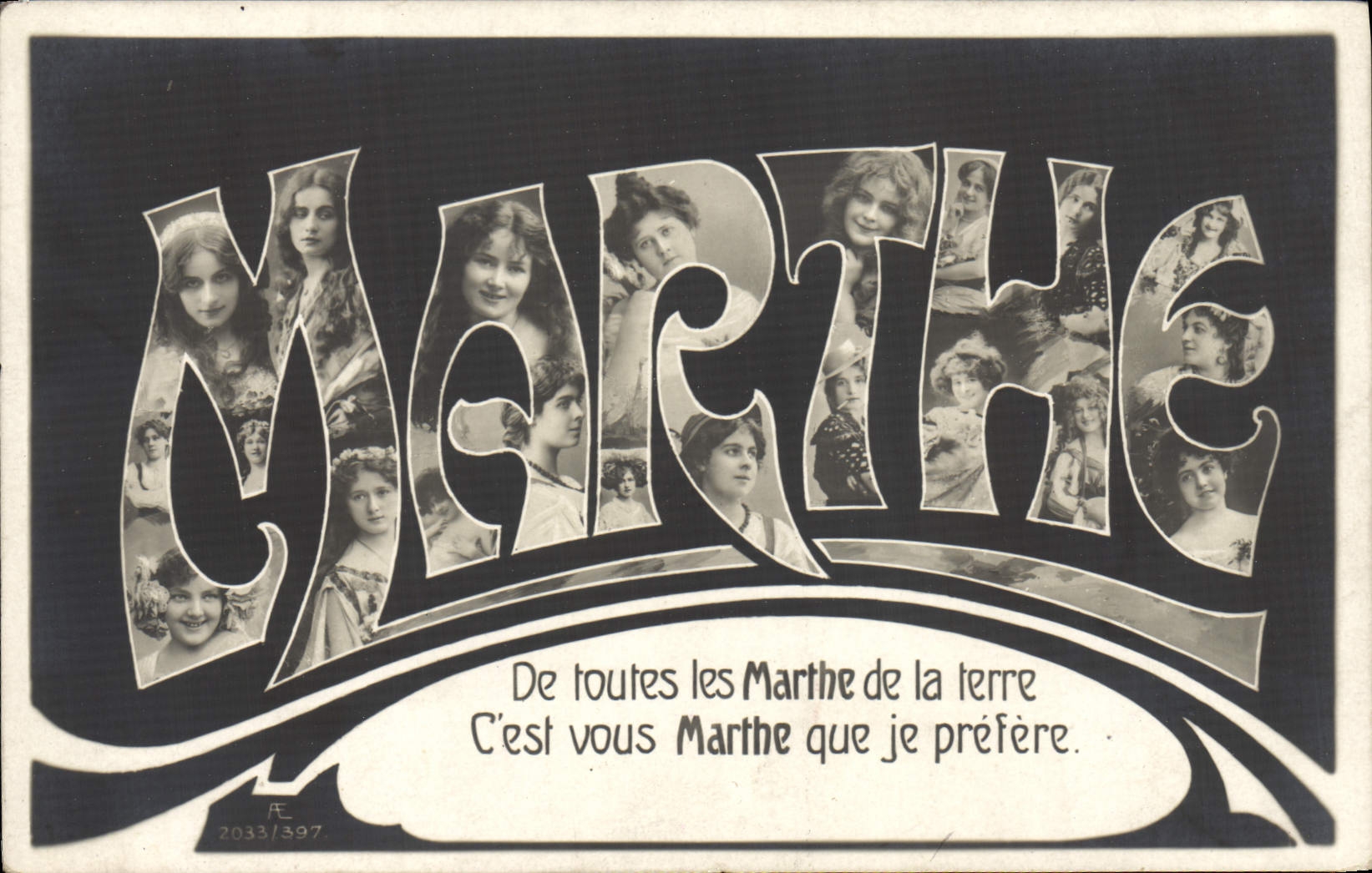 Marthe — De toutes les Marthe de la terre, c'est vous Marthe que je préfère — Éditeur FE, n° 2033/397