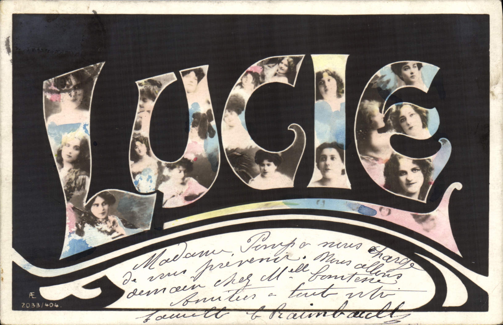 Lucie — Carte postale artistique avec portraits féminins — Éditeur AE, n° 2033/404