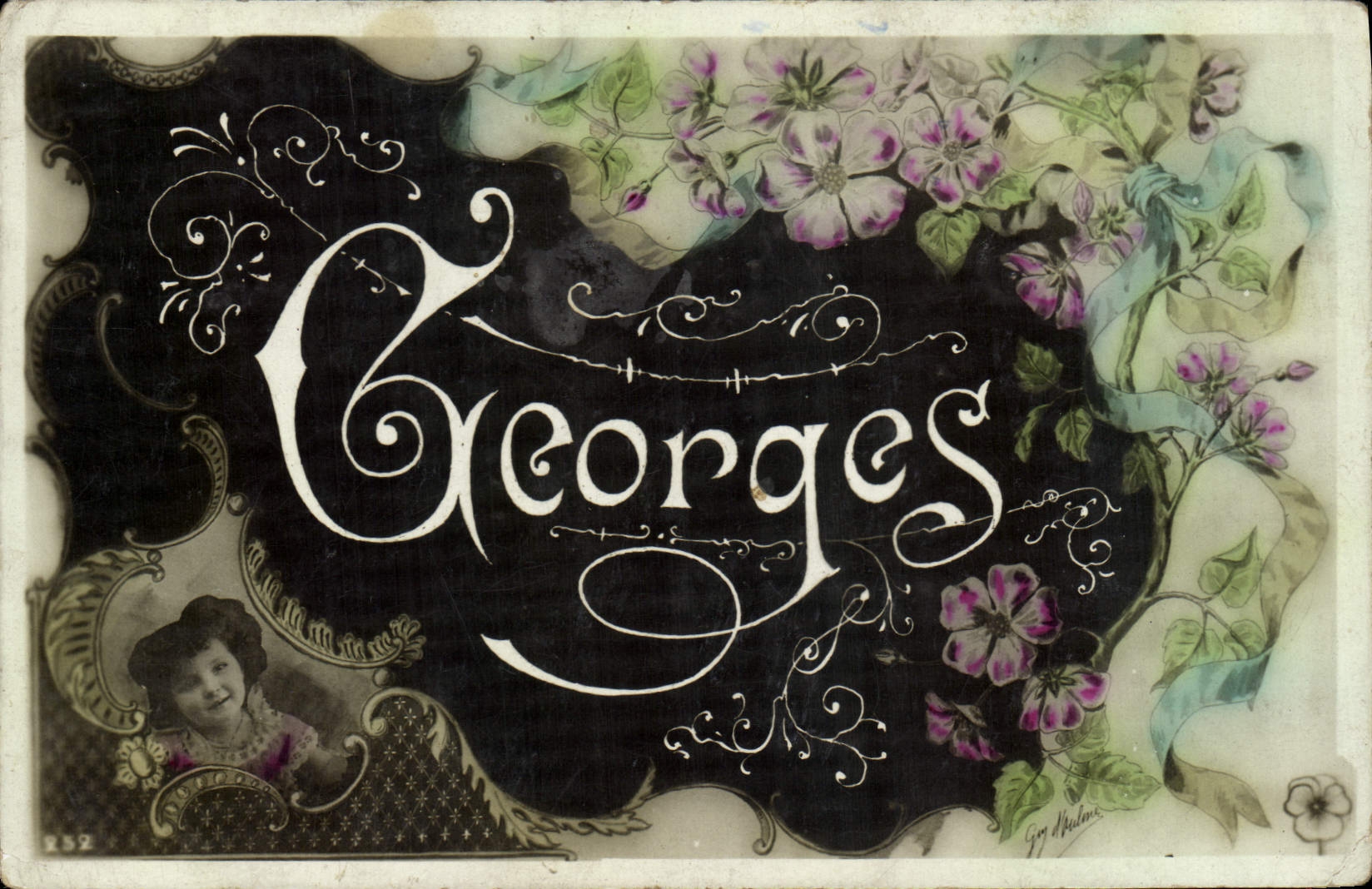 Georges — Carte postale décorative avec portrait — Joy Maline, n° R852