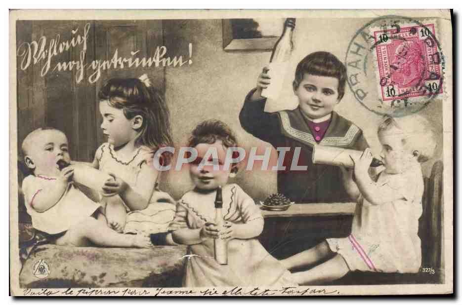 CPA Fantaisie Enfant Bebe Lait Biberon