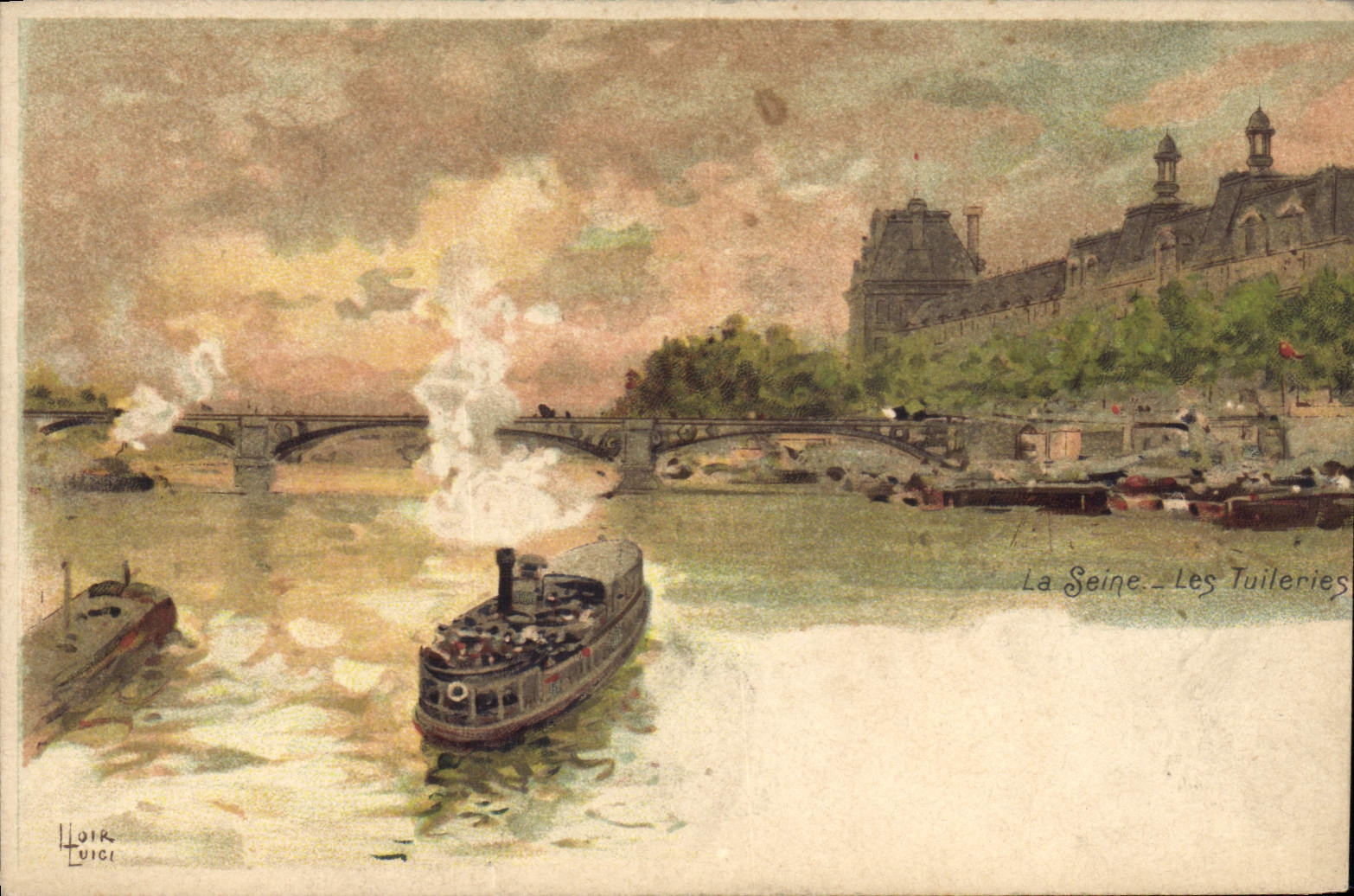 CPA Fantaisie Illustrateur Luir Luigi Paris La Seine Les Tuileries 