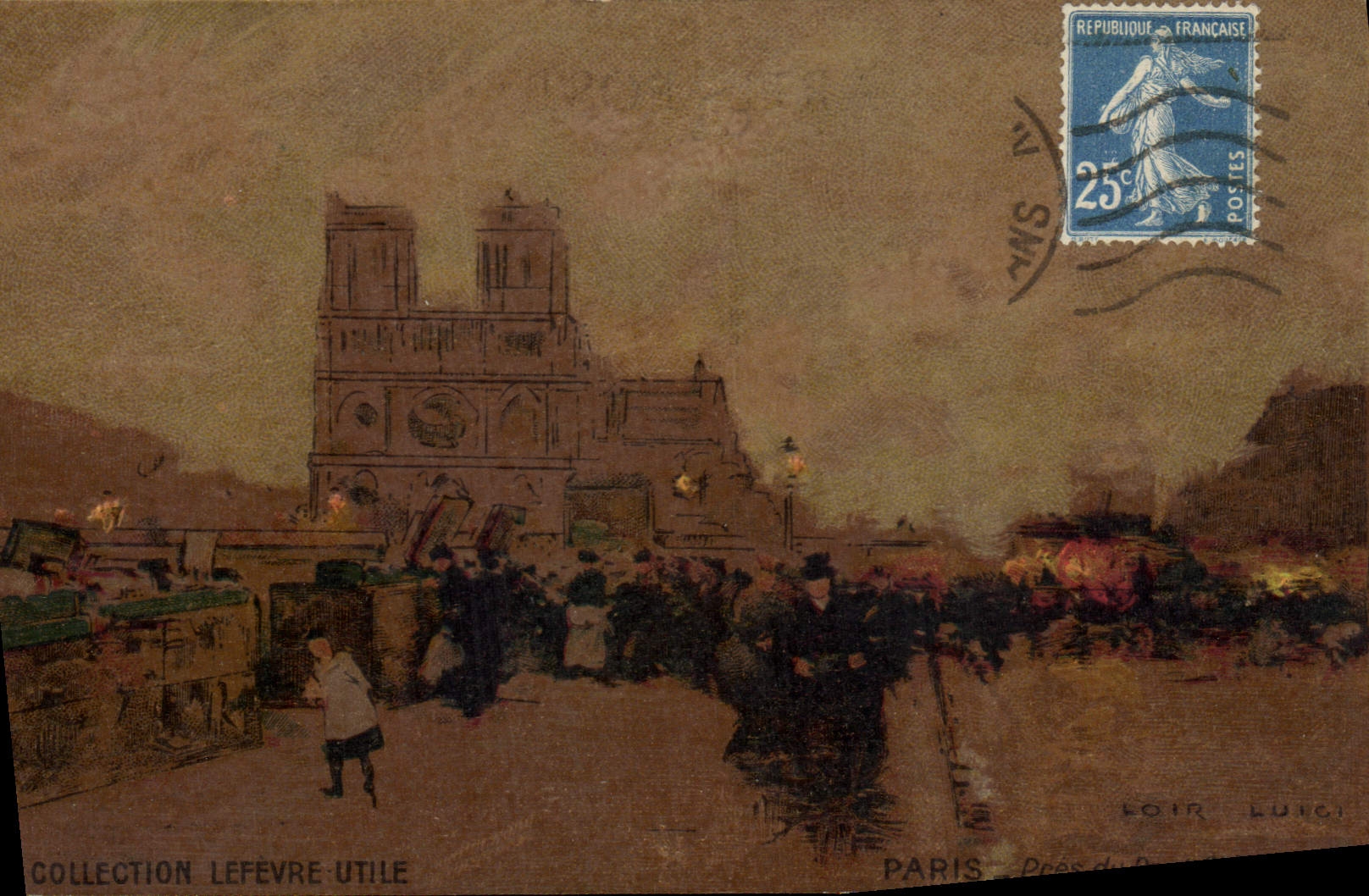 CPA Fantaisie Illustrateur Luir Luigi Paris Pres du Pont St Michel Notre Dame 