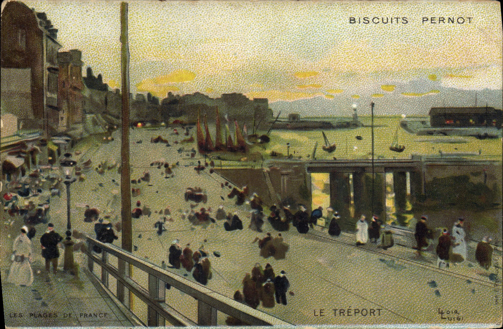 Le Tréport — Ansicht des Hafens und der Kai — Biscuits Pernot, Verlag L. Loia, n° 161