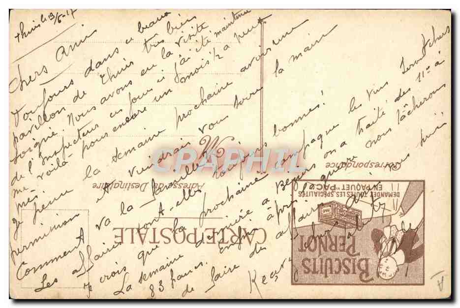 Le Tréport — Ansicht des Hafens und der Kai — Biscuits Pernot, Verlag L. Loia, n° 161 — Rückseite