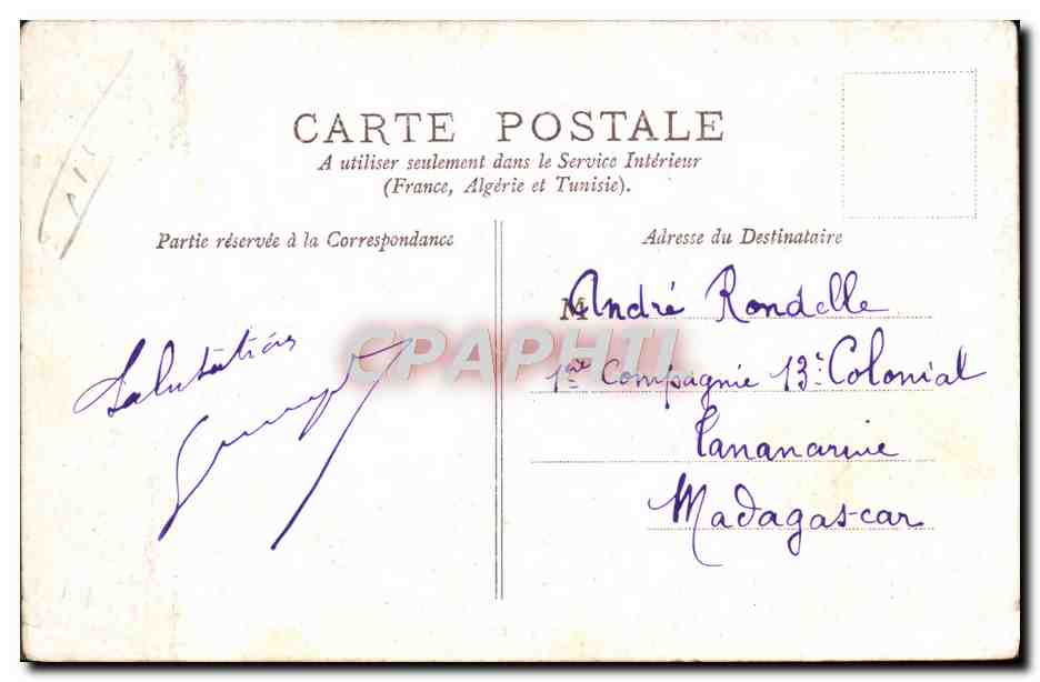CPA Fantaisie Militaria L'escalier de la classe  — Rückseite