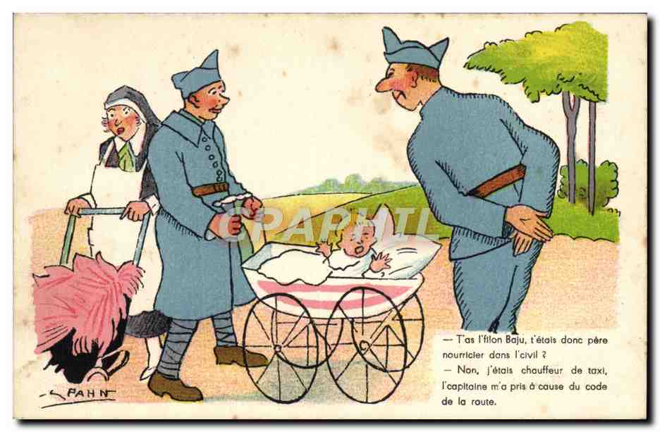 CPA Fantaisie Militaria Spahn Poussette