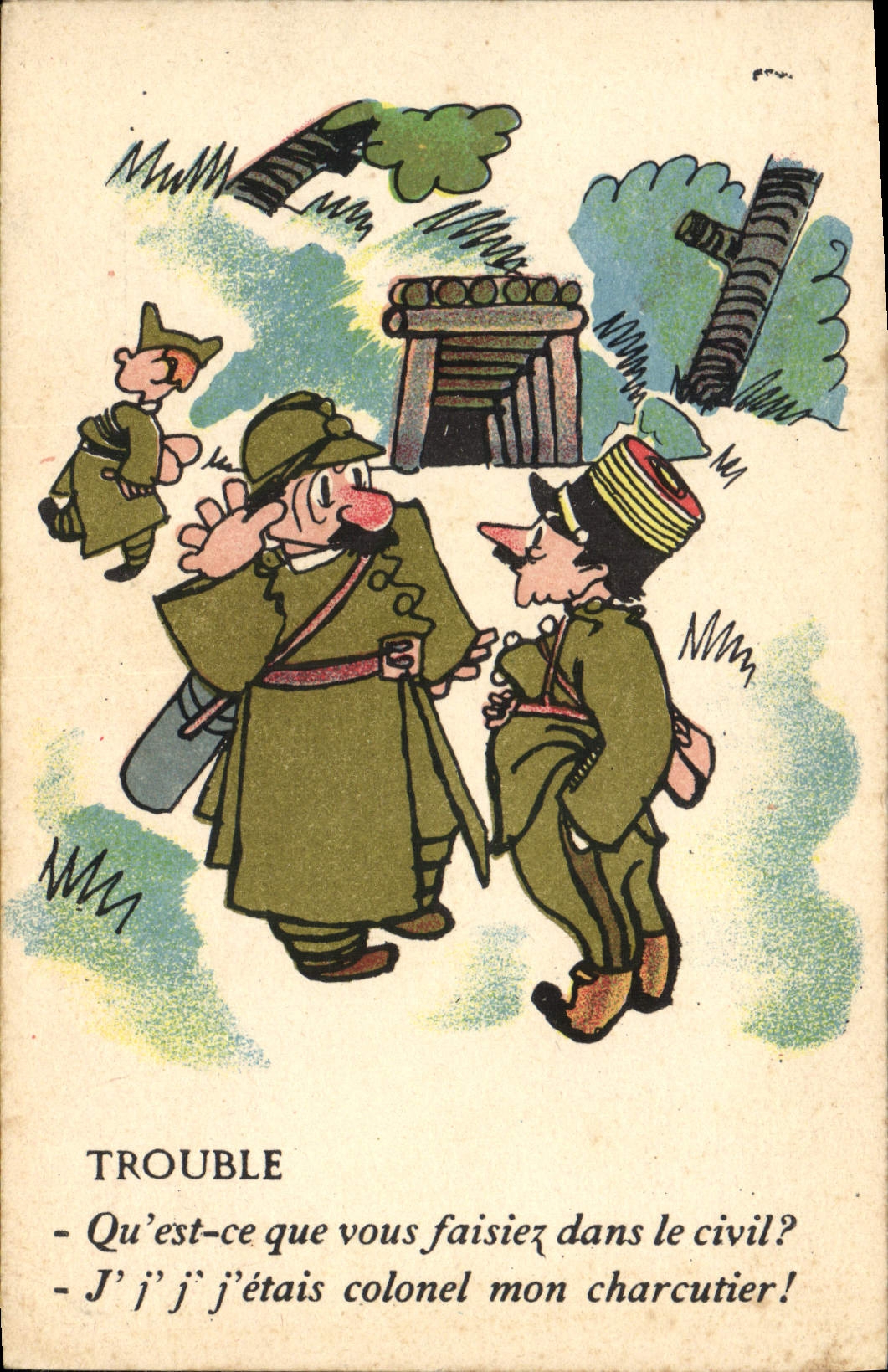 Deux soldats en conversation — caricature — Collection Comique Militaire 171