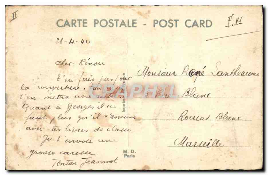 Soldats en forêt — scène humoristique — Imprimerie M.D. Paris — Reverso