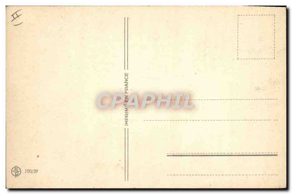 Femme en robe rouge et soldat au quai — scène de départ — Imprimerie France, n° 100/29 — Reverso