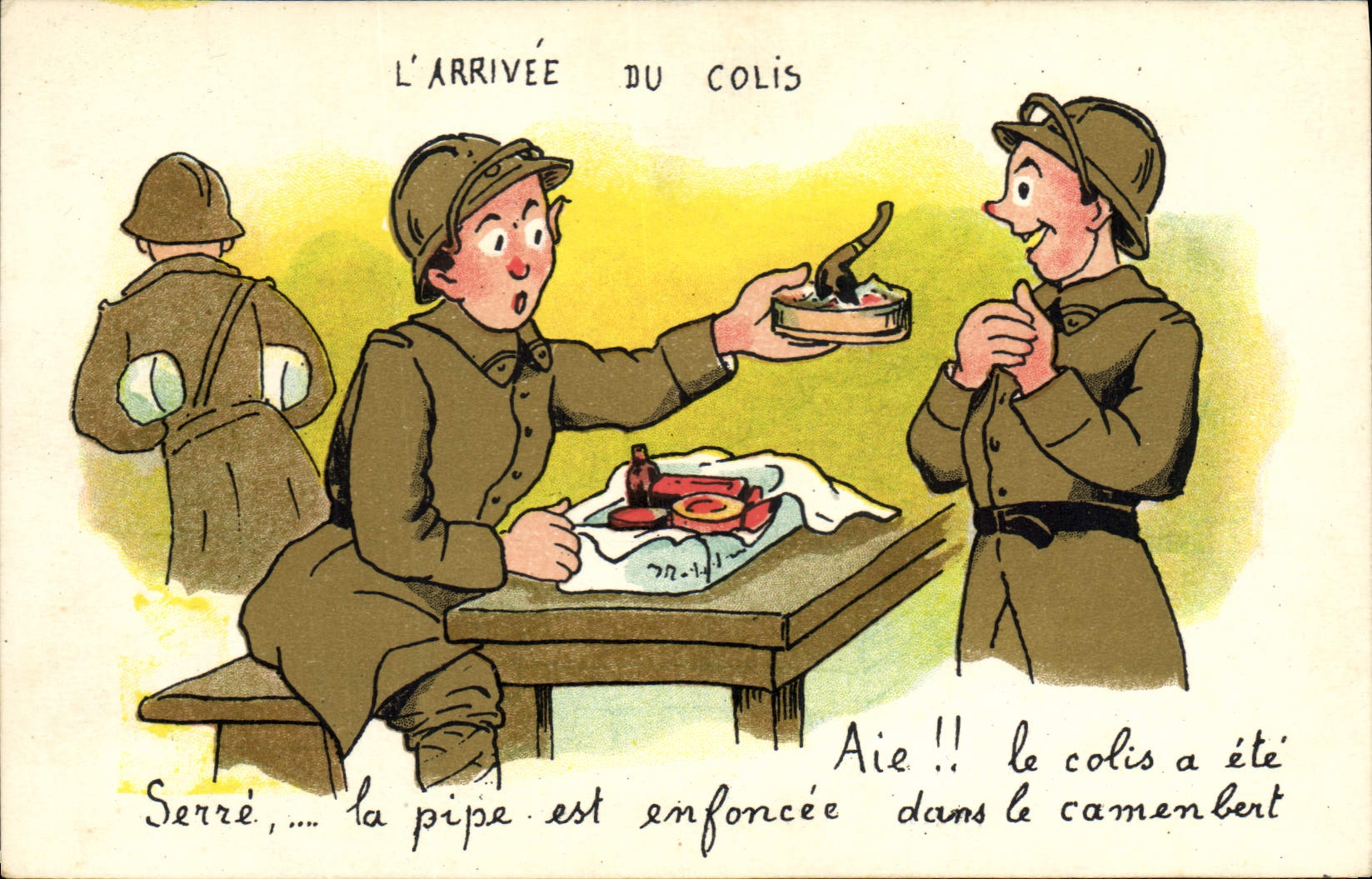 L'ARRIVÉE DU COLIS — humour militaire — éditeur S.P. Paris
