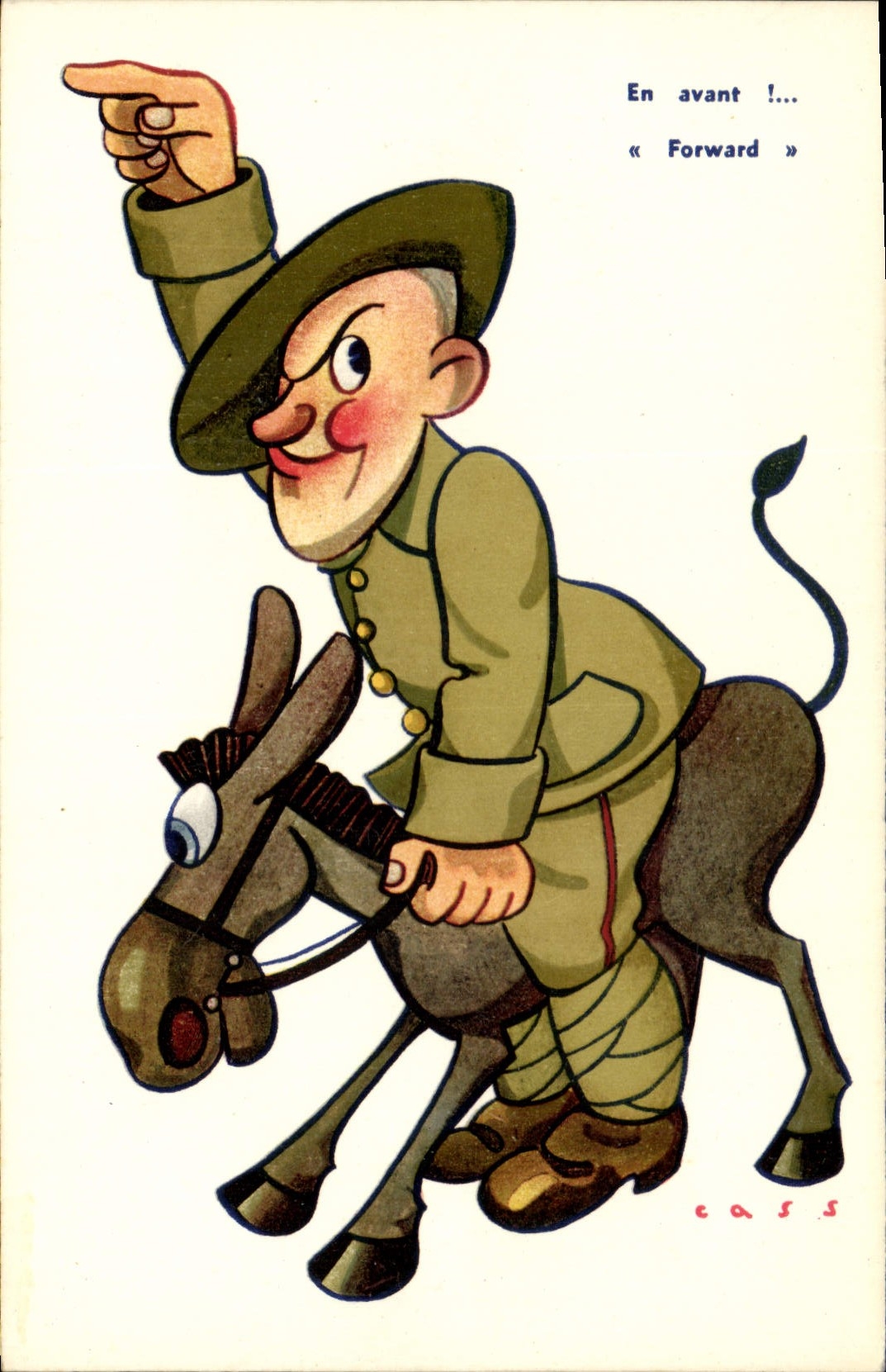 CPA Fantaisie Militaria Cass Ane Mule 