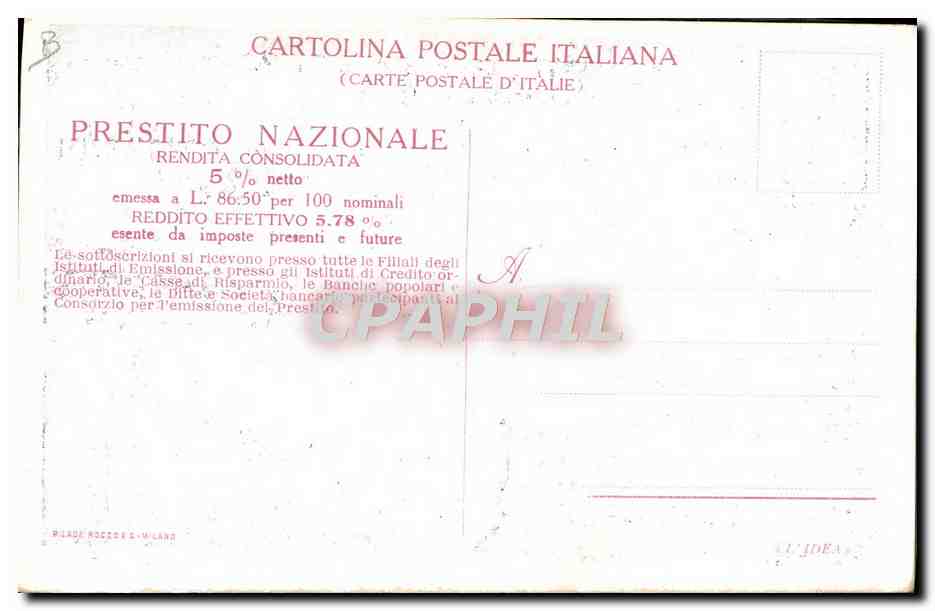 CPA Fantaisie Militaria Enfants Emprunt Italie Italia — Rückseite